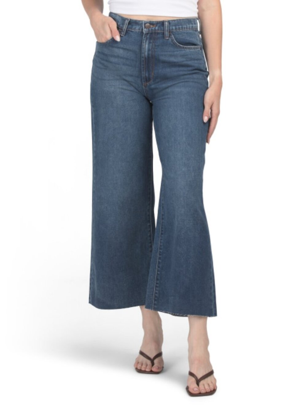 JOE'S Wide Leg Cropped Jeans With Cut Hem
